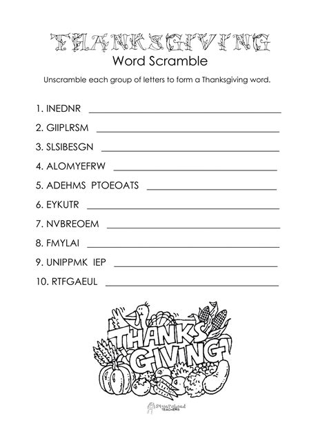 thanksgiving word scramble  thanksgiving printables thanksgiving