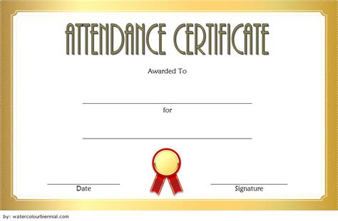 perfect attendance certificate template  extraordinary gold design