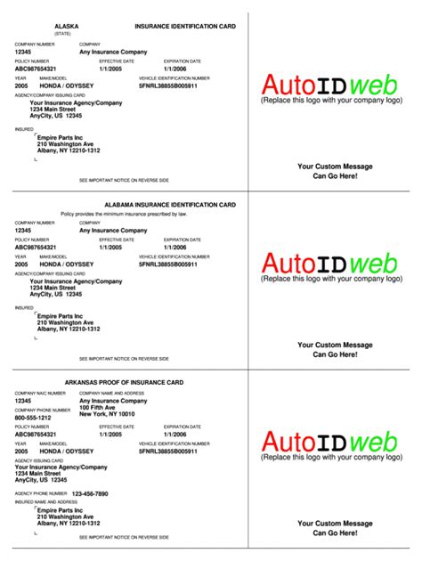 car insurance card template   business templates