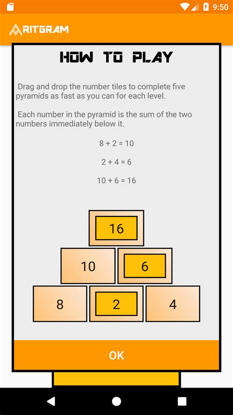 pyramid sums puzzle  mental math game aritgram