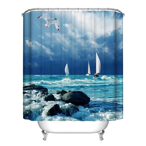 buy   arrive shower curtain sea star polyester bathroom curtain