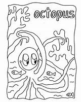 Octopus Coloring Fish Pages Cute Kids sketch template