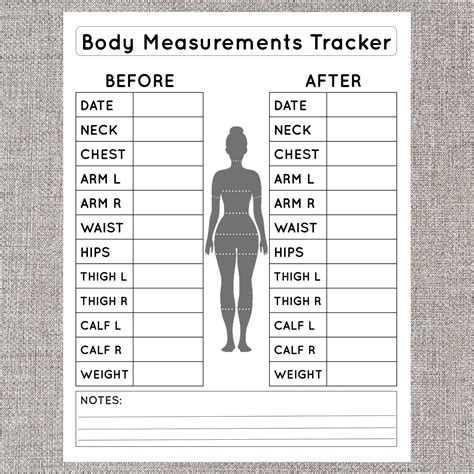body measurement tracker printable