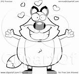Hug Clipart Wanting Chubby Fox Cartoon Outlined Coloring Vector Thoman Cory Royalty sketch template