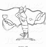 Lobster Cartoon Coloring Vector Drinking Wine Outlined Line Drawing Leishman Ron Royalty Paintingvalley sketch template