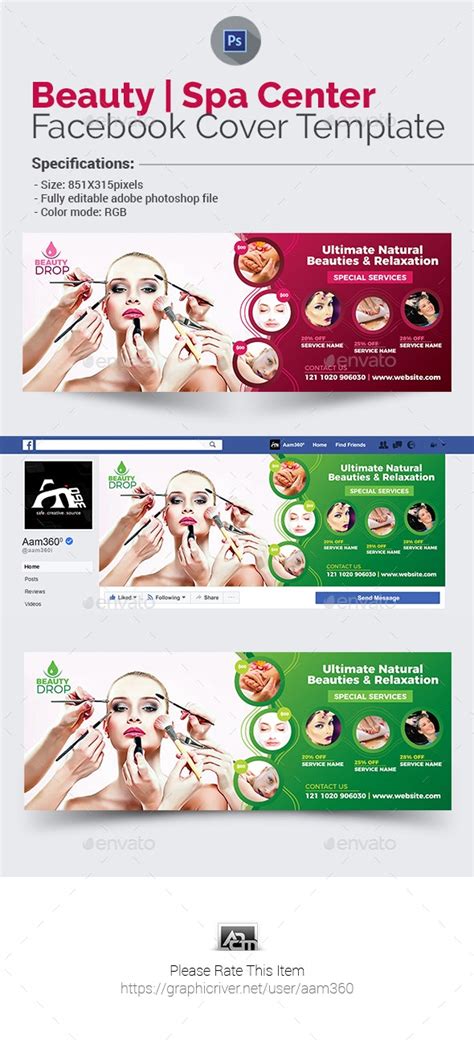 beauty spa center facebook cover  aam graphicriver