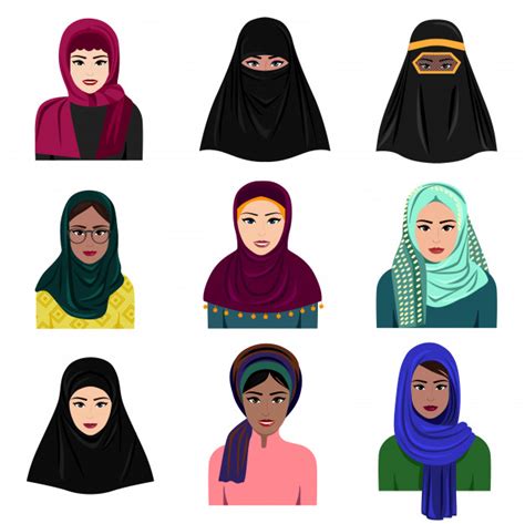 premium vector illustration of different muslim arab