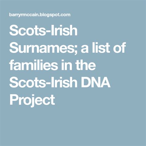 Scots Irish Surnames A List Of Families In The Scots