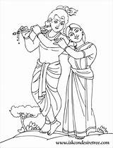 Krishna Radha Iskcon sketch template