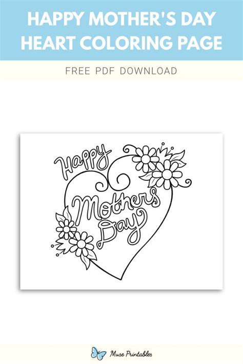 happy mothers day heart coloring page heart coloring pages