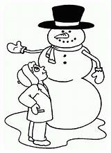 Coloring Tall Kid Winter Little Snowman Mr Young Season sketch template