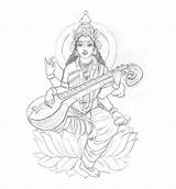 Sketch Goddess Lakshmi Saraswati Laxmi Mata Drawing Saraswathi Sketches Lord Pencil Coloring Pages Beautiful Ji Drawings Mygodpictures Print Painting God sketch template