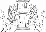 Haunted House Coloring Pages Drawing Ghost Getdrawings Kids sketch template