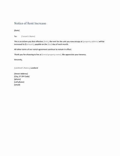 notice  rent increase form templates word excel templates