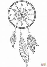 Catcher Dream Coloring Pages Dreamcatcher Drawing Tattoo Printable Moon Simple Easy Owl Indian Template Catchers Native Drawings Kids sketch template