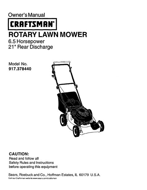 Craftsman 917378440 User Manual Gas Walk Behind Lawnmower Manuals And