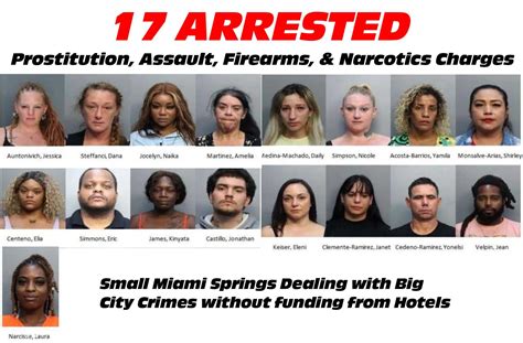 17 arrested on charges including prostitution assault firearms