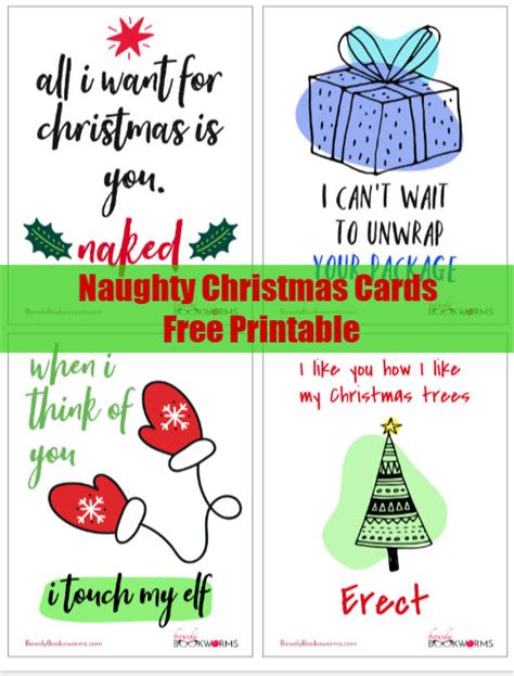 naughty christmas cards  printable bawdy bookworms
