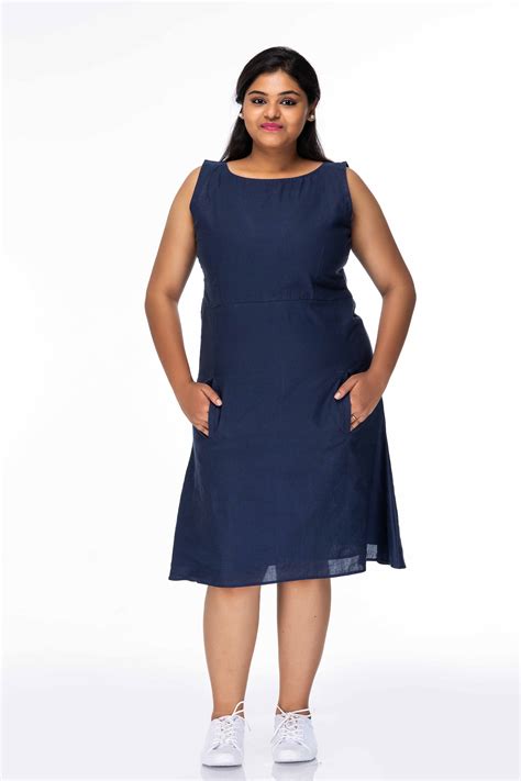 knee length dress smart blue  style short dress lotuslane