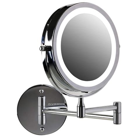 ovente double sided wall mounted makeup mirror      magnification  led ring