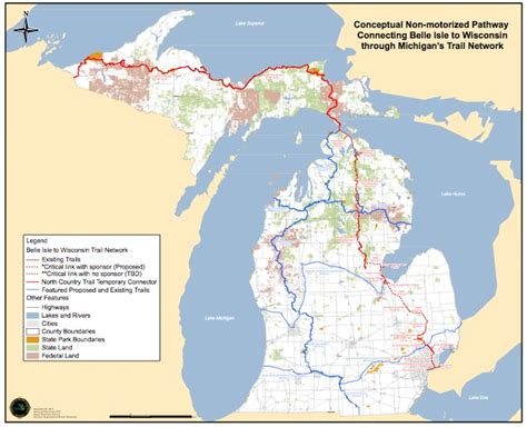 michigan  wisconsin trail proposed  mile bike  hiking route