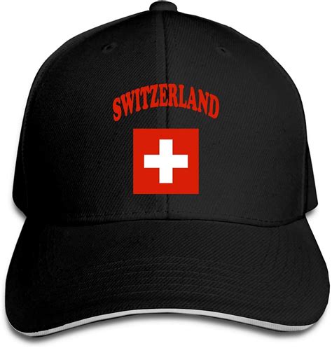 switzerland flag unisex adjustable peaked sandwich cap peaked cap black  amazon mens clothing