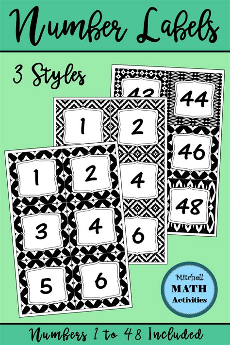 number labels   organize  supplies  materials   styles