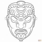 Coloring Samurai Mask Pages Drawing Paper Printable sketch template