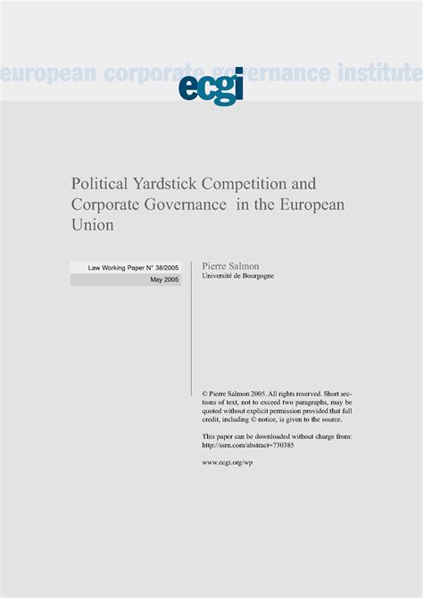 political yardstick competition  corporate governance   eu ecgi