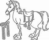 Hitching Post Coloring Horse sketch template