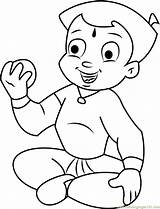 Bheem Chota Coloring Laddu Cartoon Drawing Pages Eating Color Coloringpages101 Getdrawings sketch template
