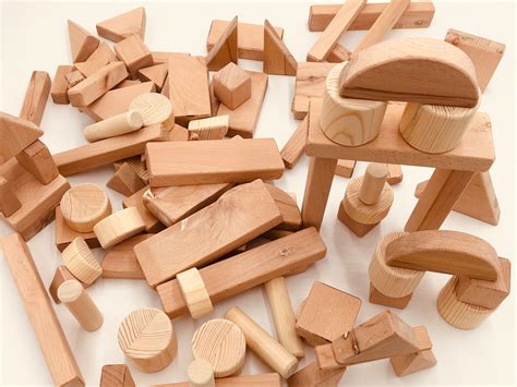 handmade toy wooden building blocks set   etsy