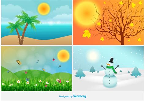 seasons landscape illustrations  vector art  vecteezy