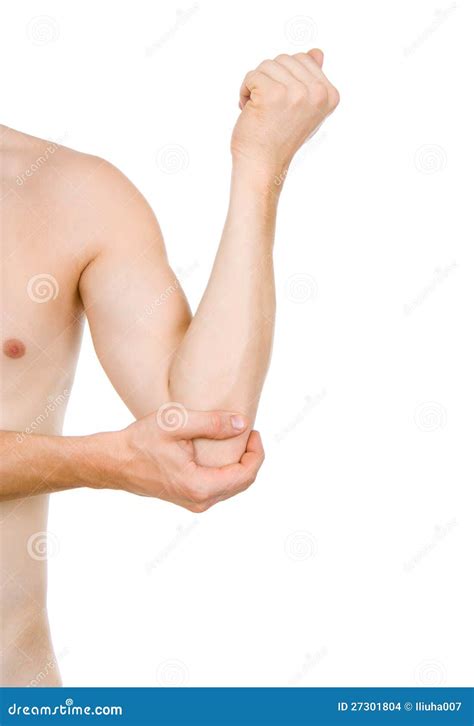 male torso pain  elbow stock photo image  condition