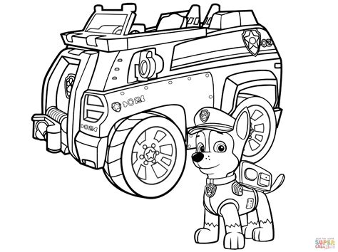 paw patrol chase police car coloring page  printable coloring pages