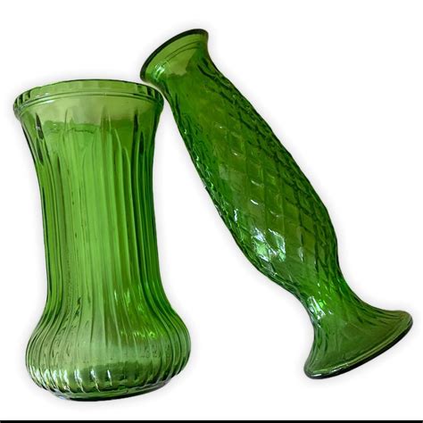 Vintage Eo Brody Green Glass Vase Etsy