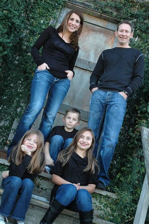 denim family portrait stock photo image  beauty cotton