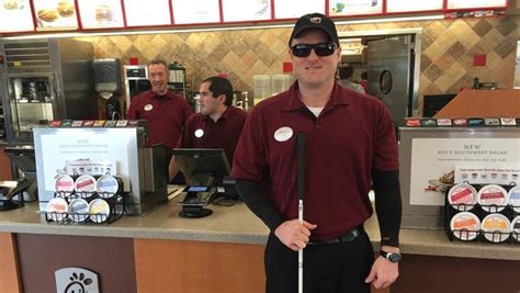 chick fil a worker overcomes blindness with a smile