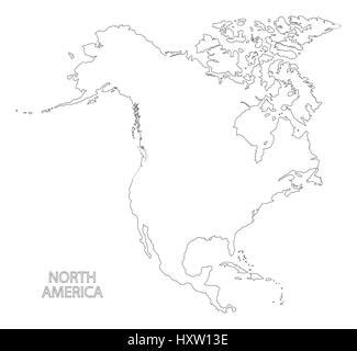north america outline silhouette map  countries stock vector image