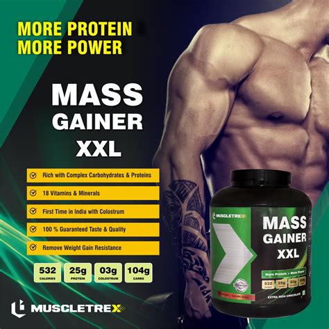 muscletrex mass gainer xxl extra rich chocolate  kg mass gainer