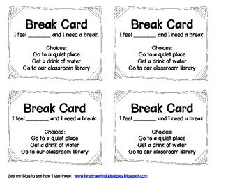 break cards  kindergarten kids  play teachers pay teachers
