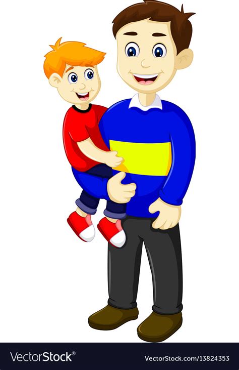 funny cartoon father holding  son vector image  ayoeb image