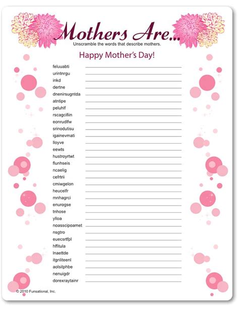 mothers day games printable printable word searches