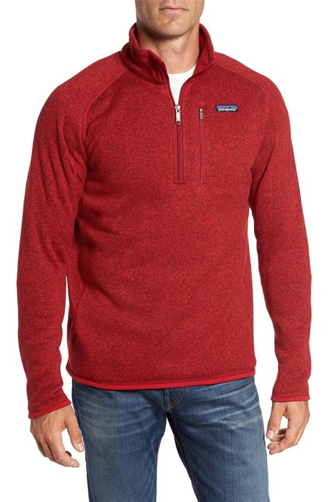 patagonia better sweater quarter zip pullover in red for men lyst