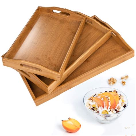 zimtown serving traywood serving tray  handles boobam serving tray set  foodbreakfast