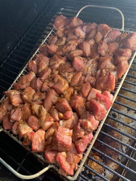 pork shoulder burnt ends on a traeger smoked meat sunday