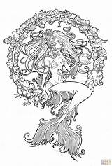 Coloring Mermaid Pages Sea Adult Line Jewel Printable Cordelia Mandala Colouring Deviantart Mermaids Detailed Color Sheets Fairy Beautiful Uncolored Print sketch template
