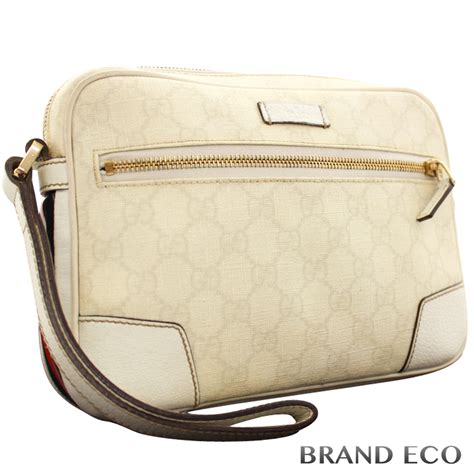 Auth Gucci Gg Plus Second Bag Pvc Off White Webbing Clutch Bag Handbag