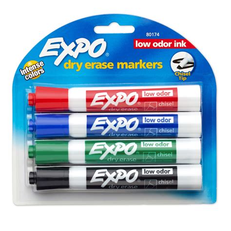 expo  odor dry erase markers chisel tip primary colors  count