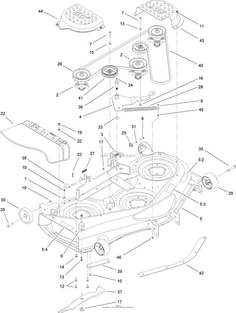 toro aprp lx lawn tractor  sn ab parts diagram  deck assembly